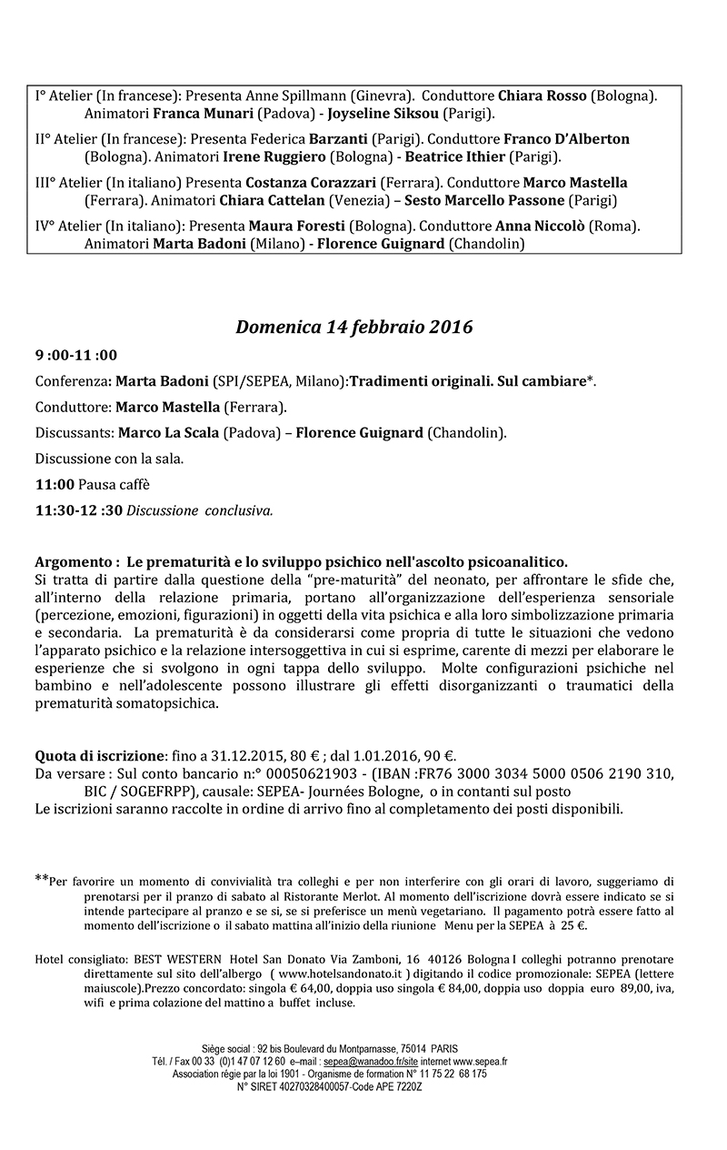 Programma Giornate SEPEA Bologna 2016 def-1-2